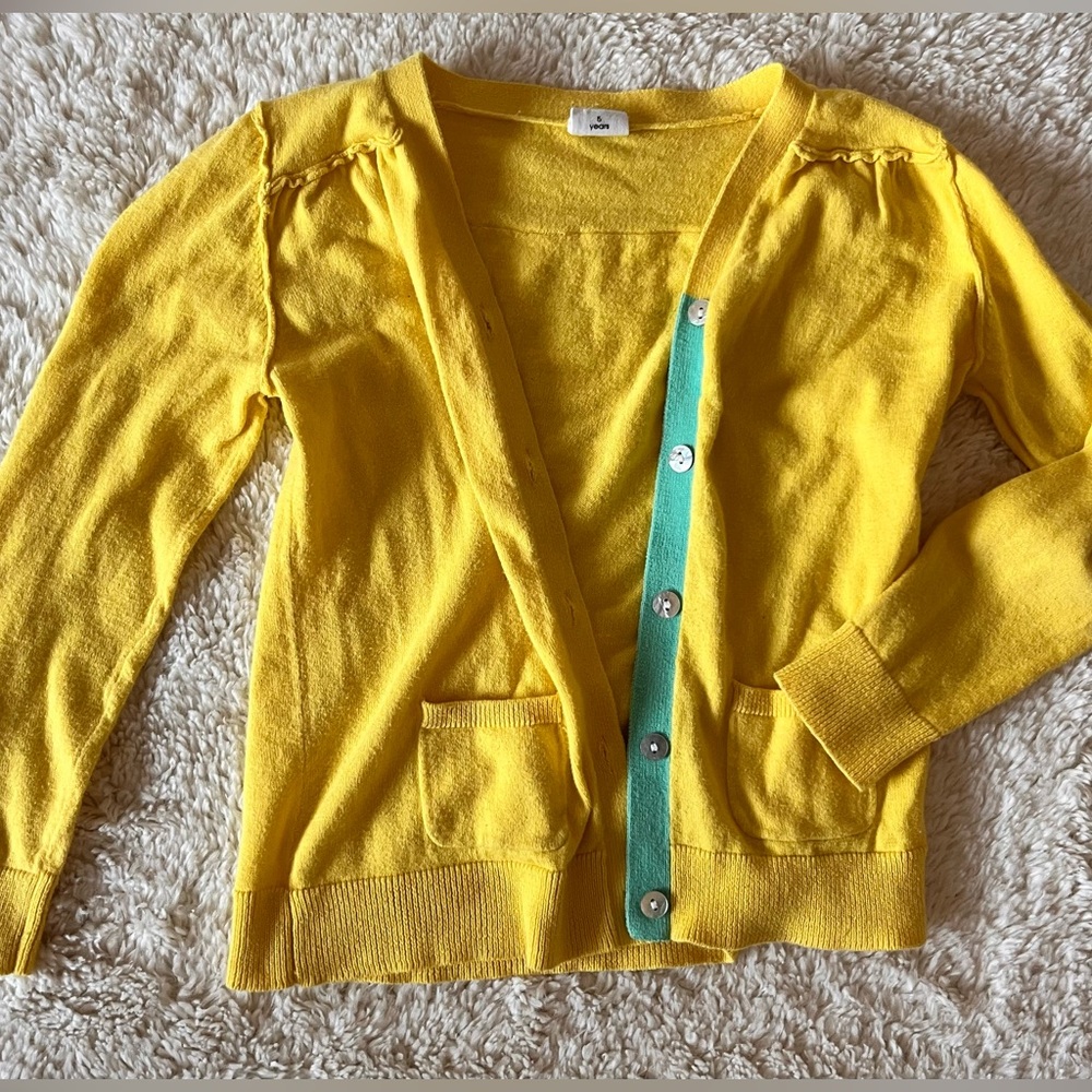 EGG by Susan Lazar Girls Yellow Cardigan Sweater Sz 5